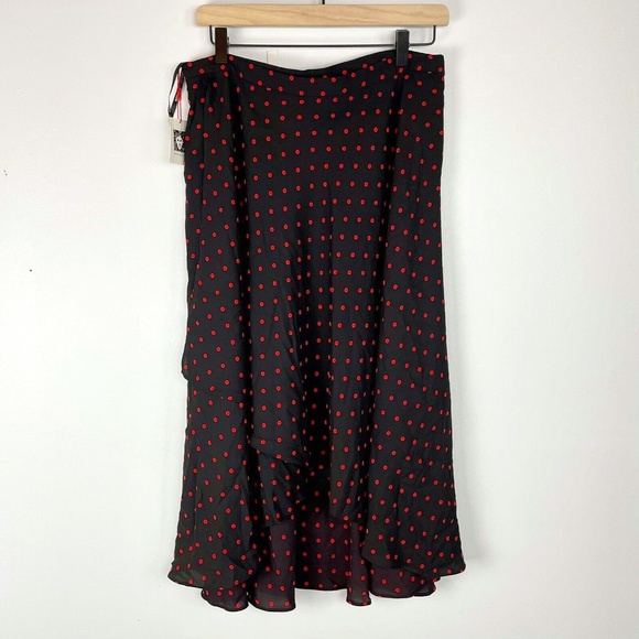 !!! Lowest Price!!! NWT Anne Klein Polka Dot Midi Faux Wrap Skirt - Picture 3 of 11